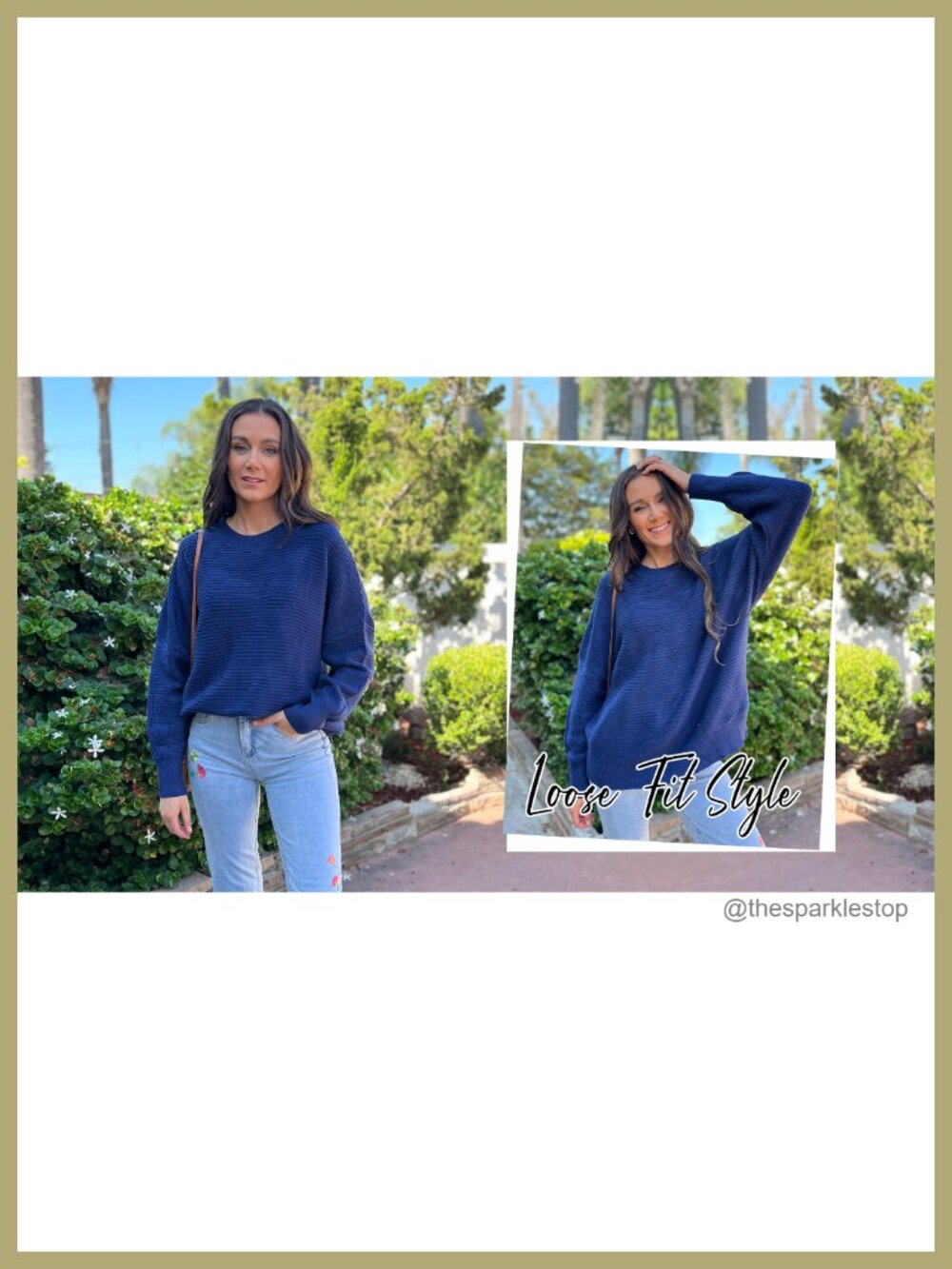 Oversized Lantern Sleeve Crewneck Chunky Knit Ribbed Pullover Sweater - Picture 5 of 6
